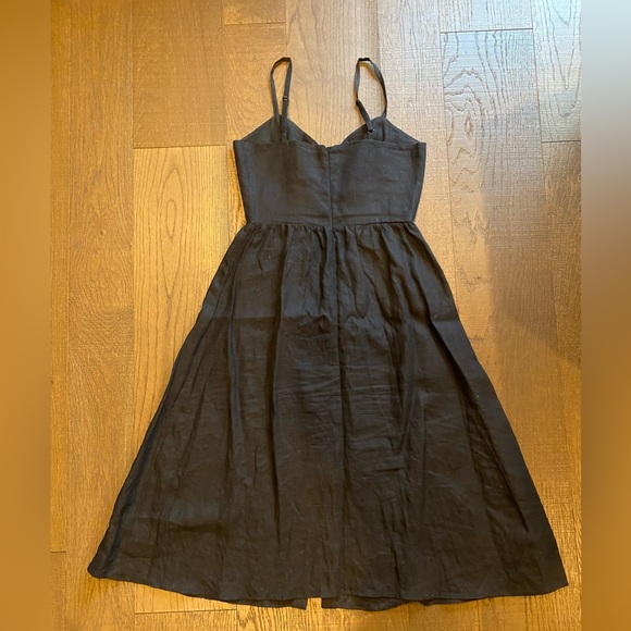 Reformation Black Linen Sweetheart Neckline Midi Dress - Picture 4 of 6